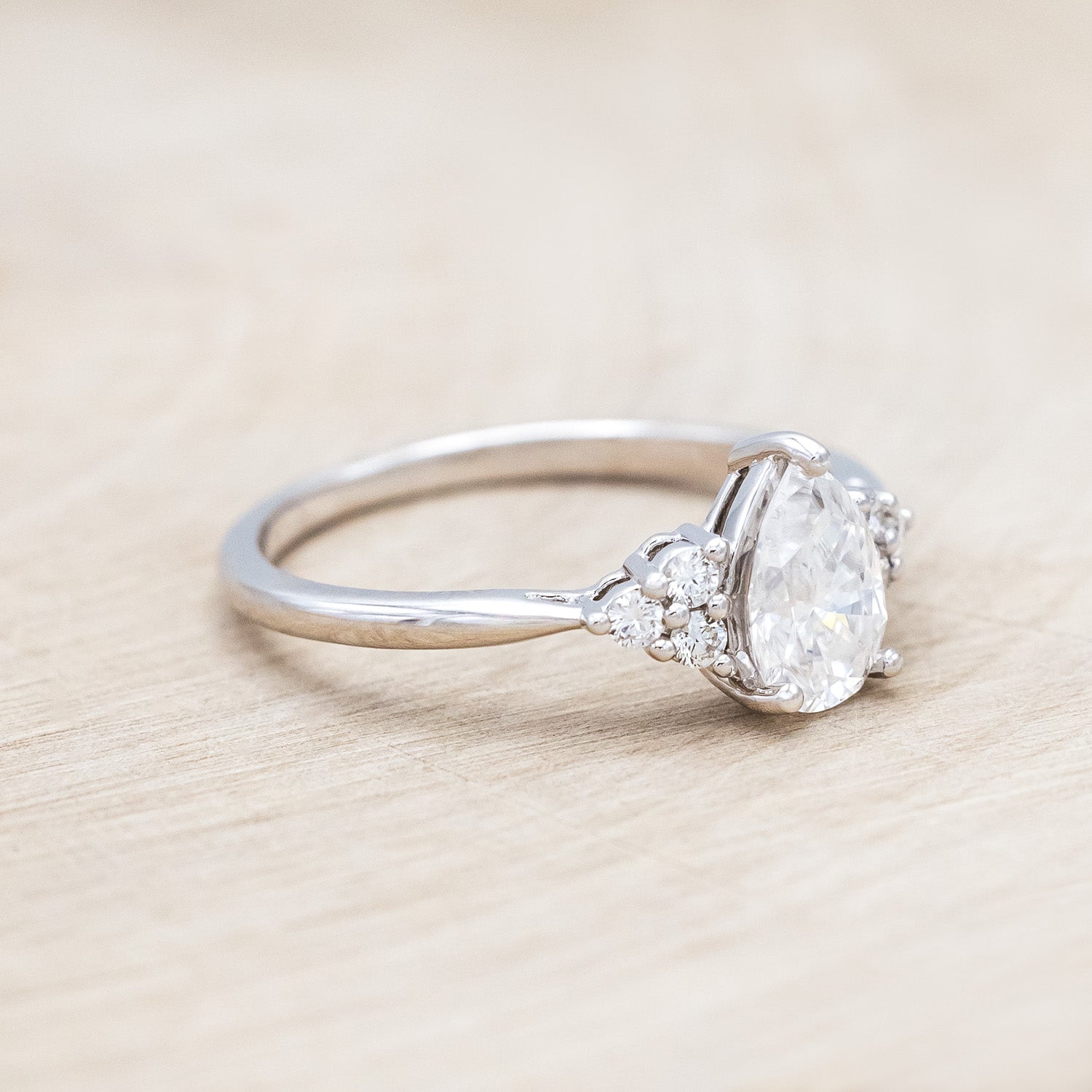 "RHEA" - PEAR CUT ENGAGEMENT RING WITH DIAMOND ACCENTS-Staghead Designs
