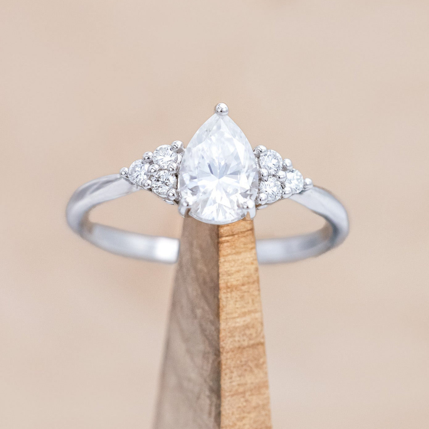 "RHEA" - PEAR CUT ENGAGEMENT RING WITH DIAMOND ACCENTS-Staghead Designs