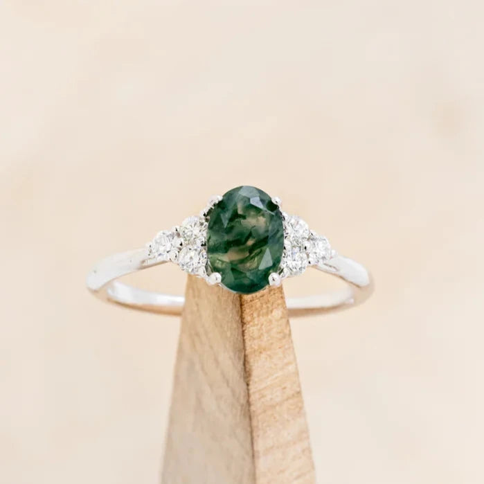 "RHEA" - OVAL CUT ENGAGEMENT RING WITH DIAMOND ACCENTS-Staghead Designs