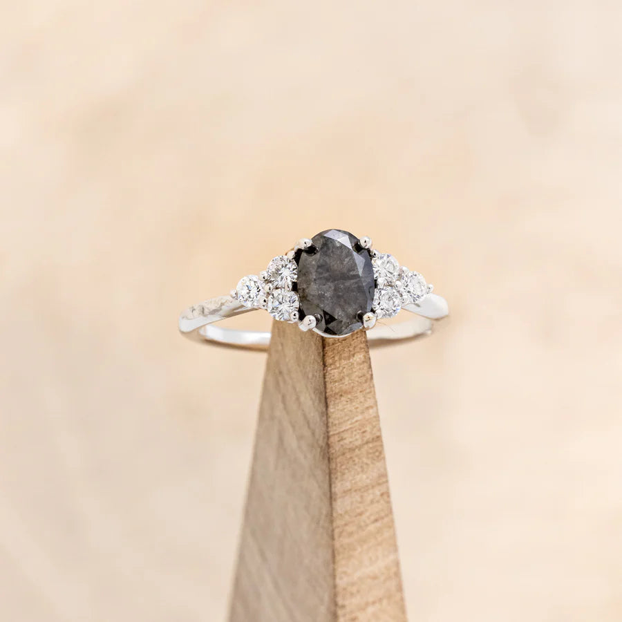 "RHEA" - OVAL CUT ENGAGEMENT RING WITH DIAMOND ACCENTS-Staghead Designs