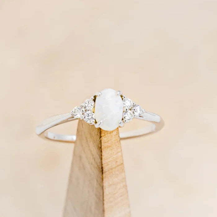 "RHEA" - OVAL CUT ENGAGEMENT RING WITH DIAMOND ACCENTS-Staghead Designs