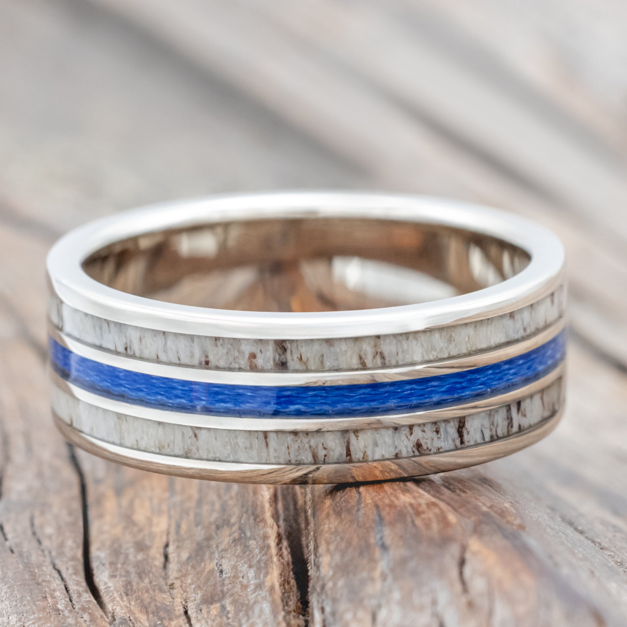 "RIO" - ANTLER & FISHING LINE WEDDING BAND-Staghead Designs