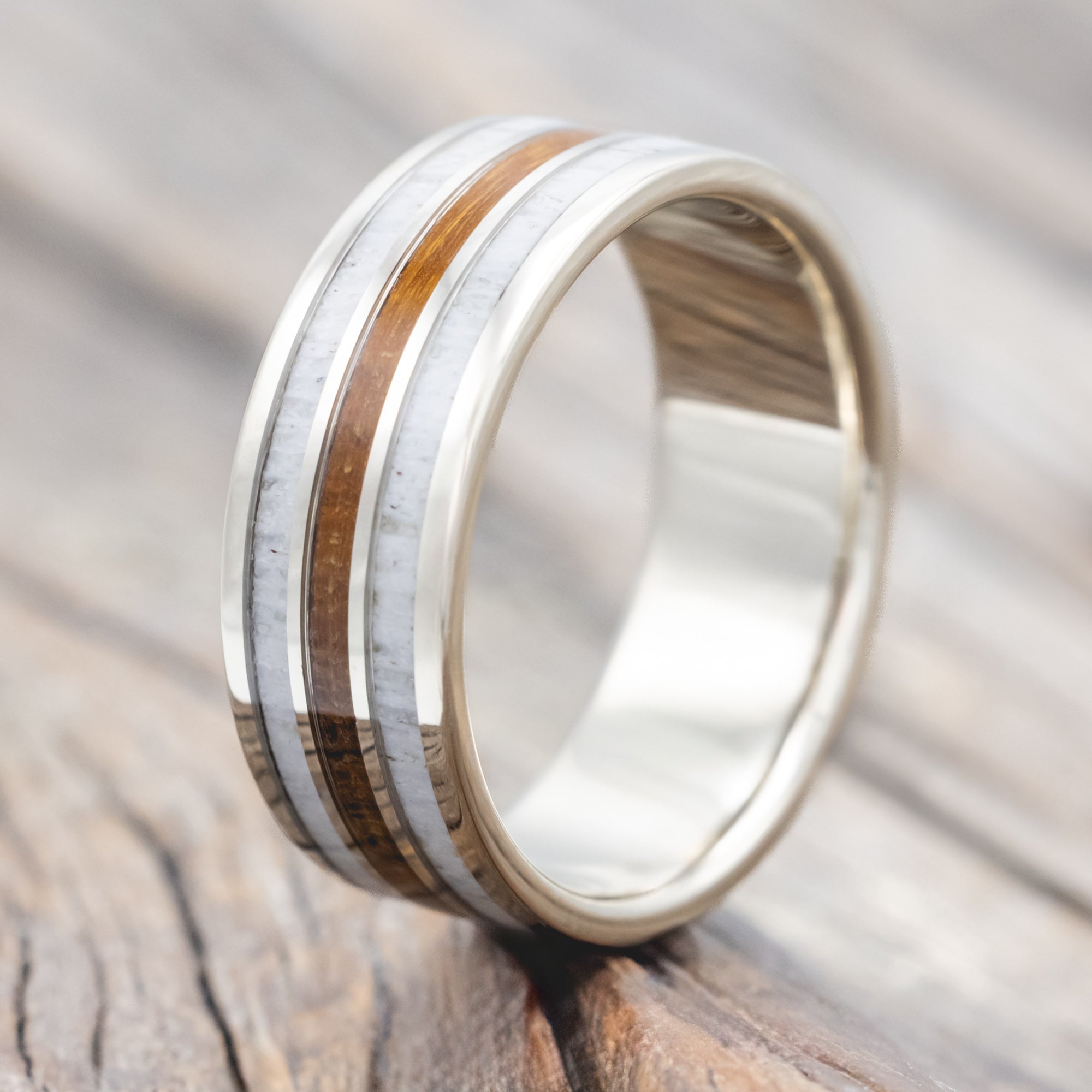 "RIO" - IRONWOOD & ANTLER WEDDING RING-Staghead Designs