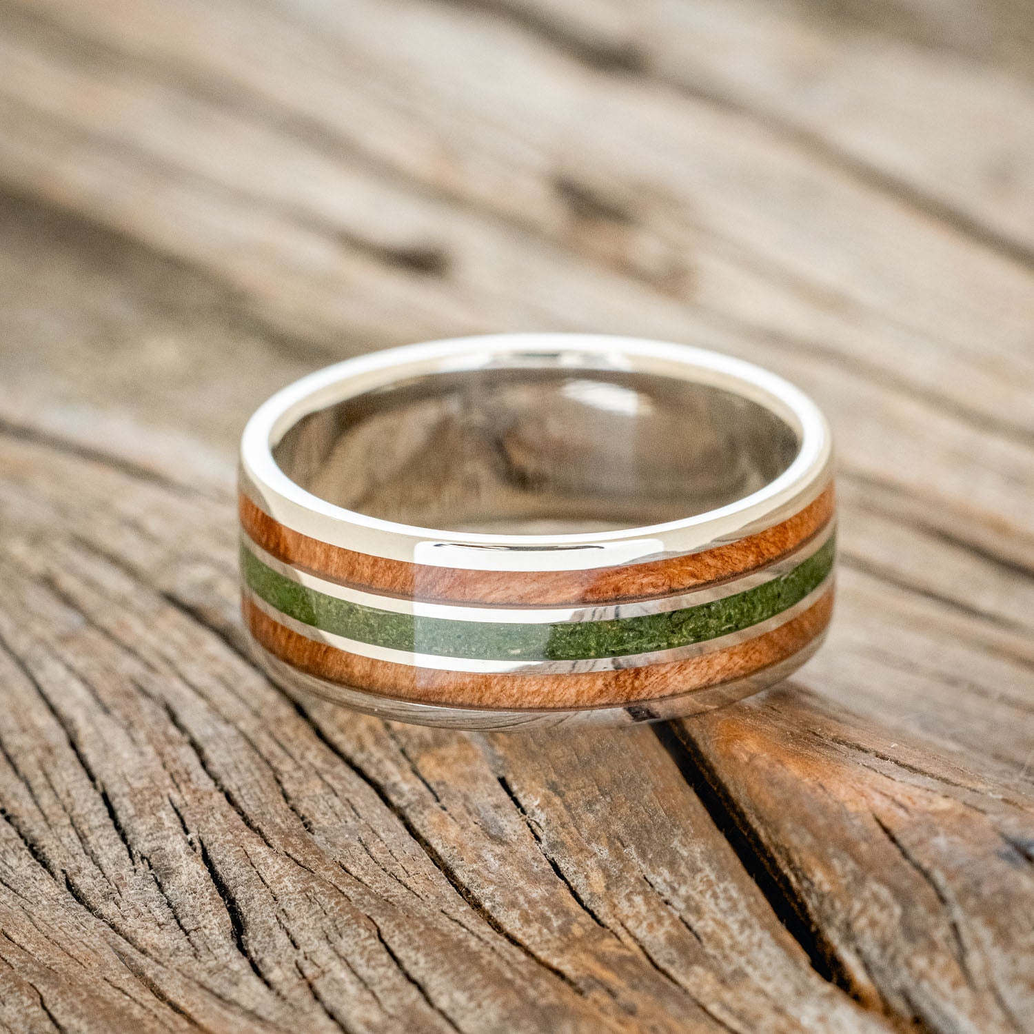 "RIO" - REDWOOD & MOSS WEDDING BAND-12