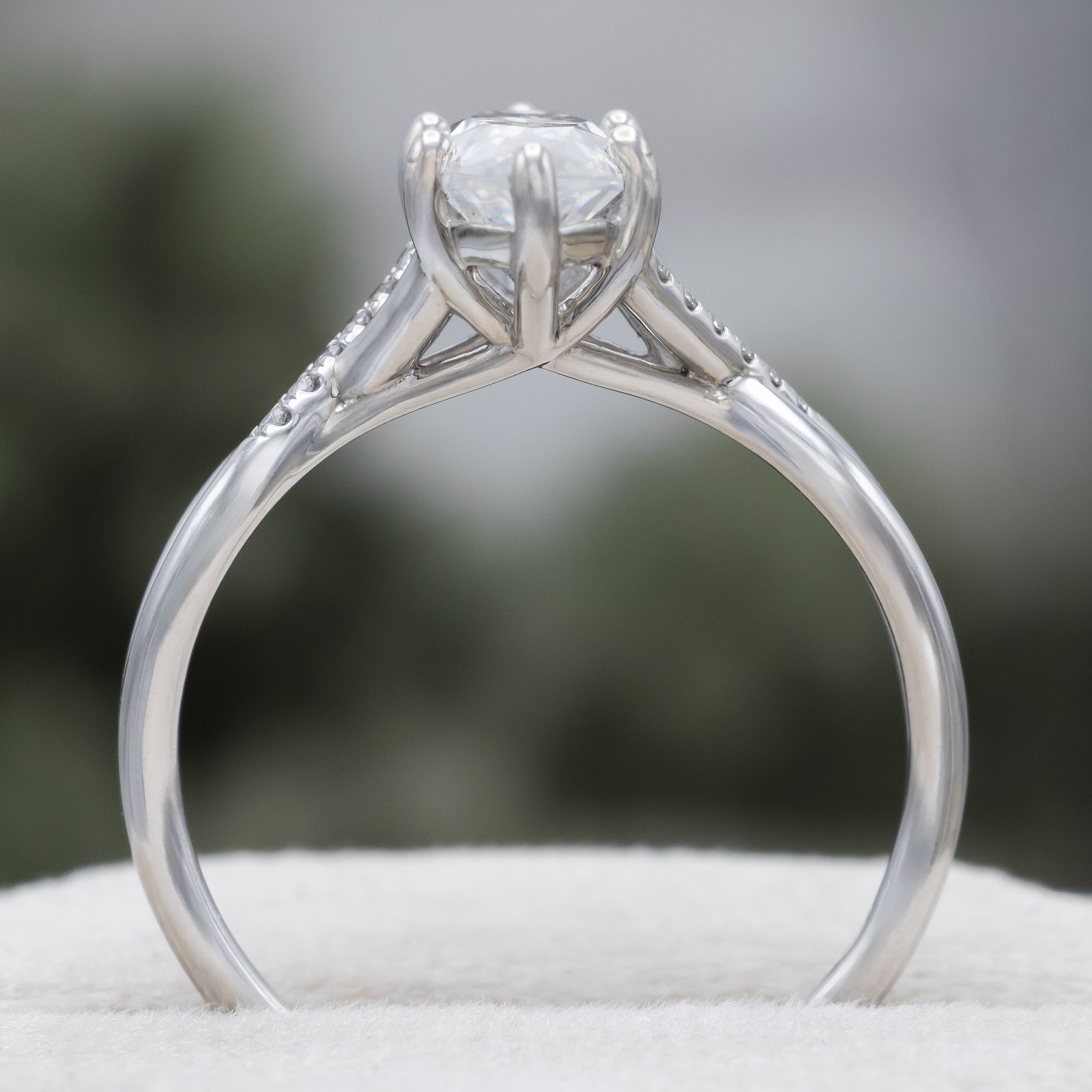 "Roslyn" - Marquise Cut Moissanite Engagement Ring With Diamond Accents-Staghead Designs
