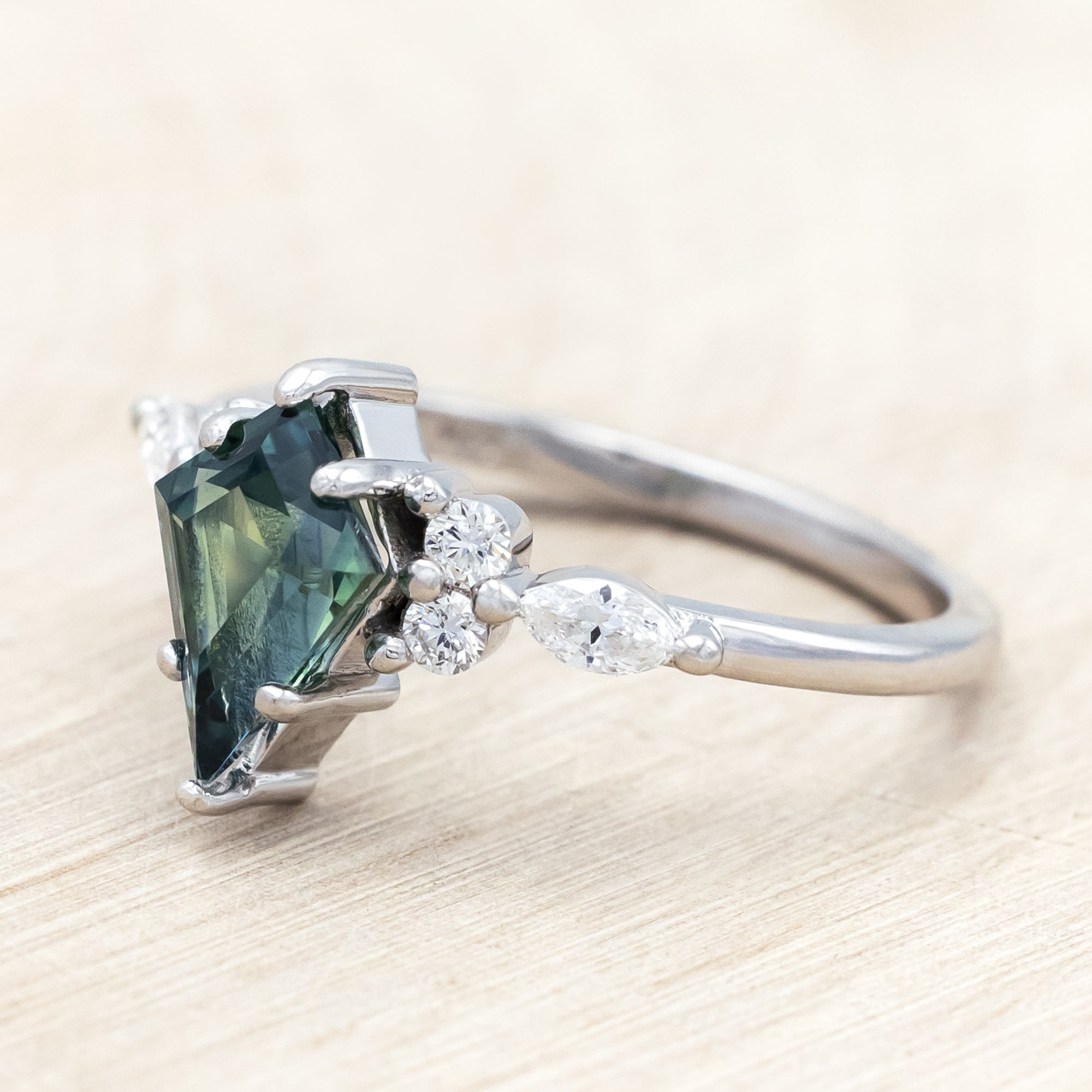 "SAGE" - ENGAGEMENT RING WITH DIAMOND ACCENTS - MOUNTING ONLY - SELECT YOUR OWN STONE-Staghead Designs