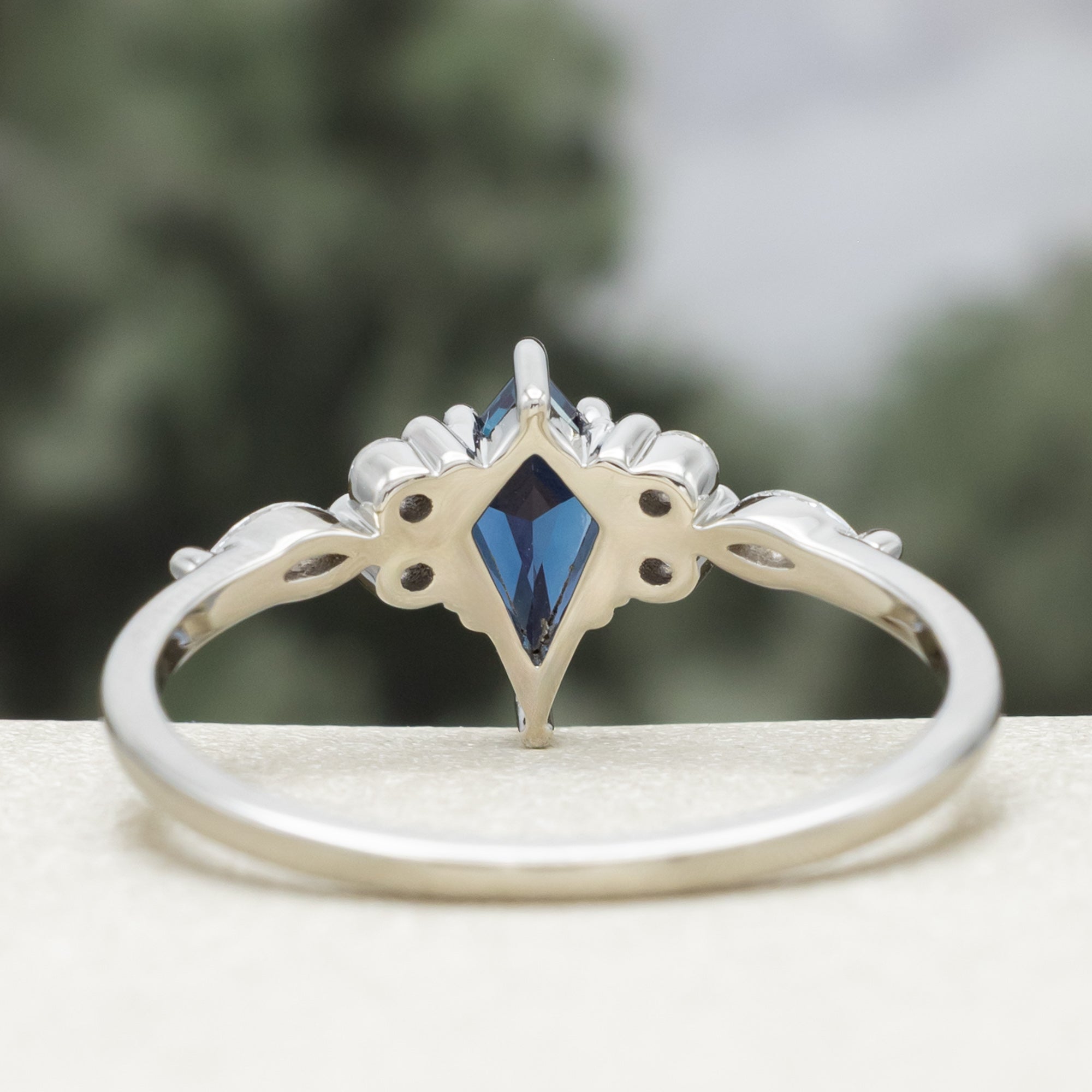 "SAGE" - KITE CUT ENGAGEMENT RING WITH DIAMOND ACCENTS & TRACERS-Staghead Designs
