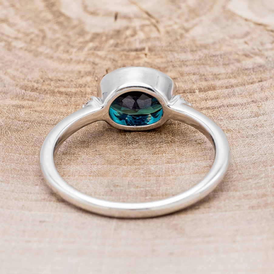 "SASI" - OVAL LAB-GROWN ALEXANDRITE ENGAGEMENT RING WITH DIAMOND ACCENTS-5