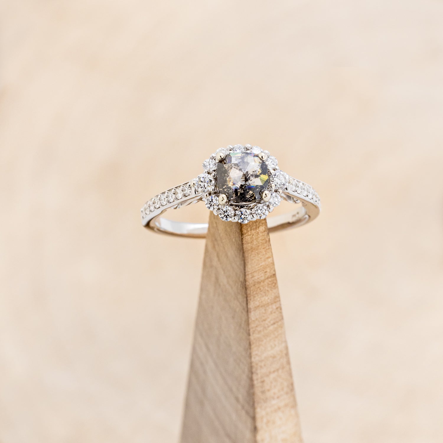 "OPHELIA" - ENGAGEMENT RING WITH DIAMOND HALO & ACCENTS - MOUNTING ONLY - SELECT YOUR OWN STONE-2