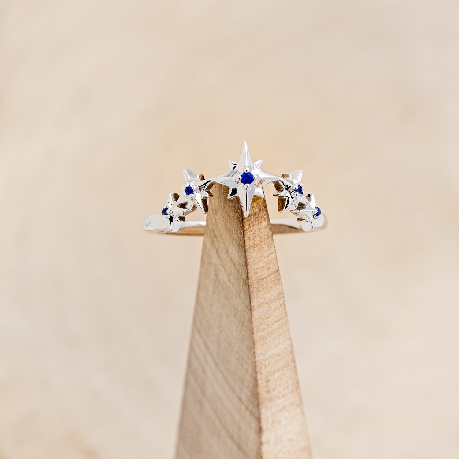 "SIDRA" - TOI ET MOI ROUND MOONSTONE ENGAGEMENT RING WITH A CRESCENT MOON SALT & PEPPER DIAMOND ACCENT & TRACER-13