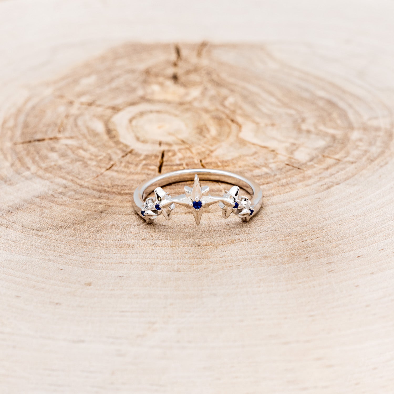 "SIDRA" - TOI ET MOI ROUND MOONSTONE ENGAGEMENT RING WITH A CRESCENT MOON SALT & PEPPER DIAMOND ACCENT & TRACER-16