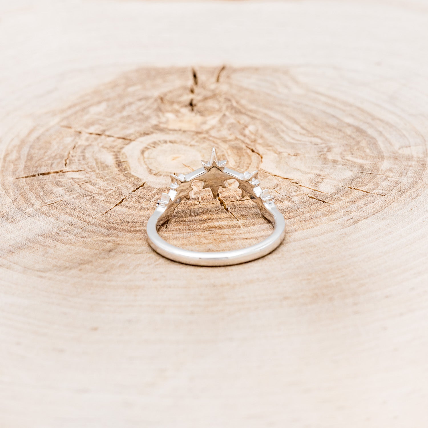 "SIDRA" - TOI ET MOI ROUND MOONSTONE ENGAGEMENT RING WITH A CRESCENT MOON SALT & PEPPER DIAMOND ACCENT & TRACER-17