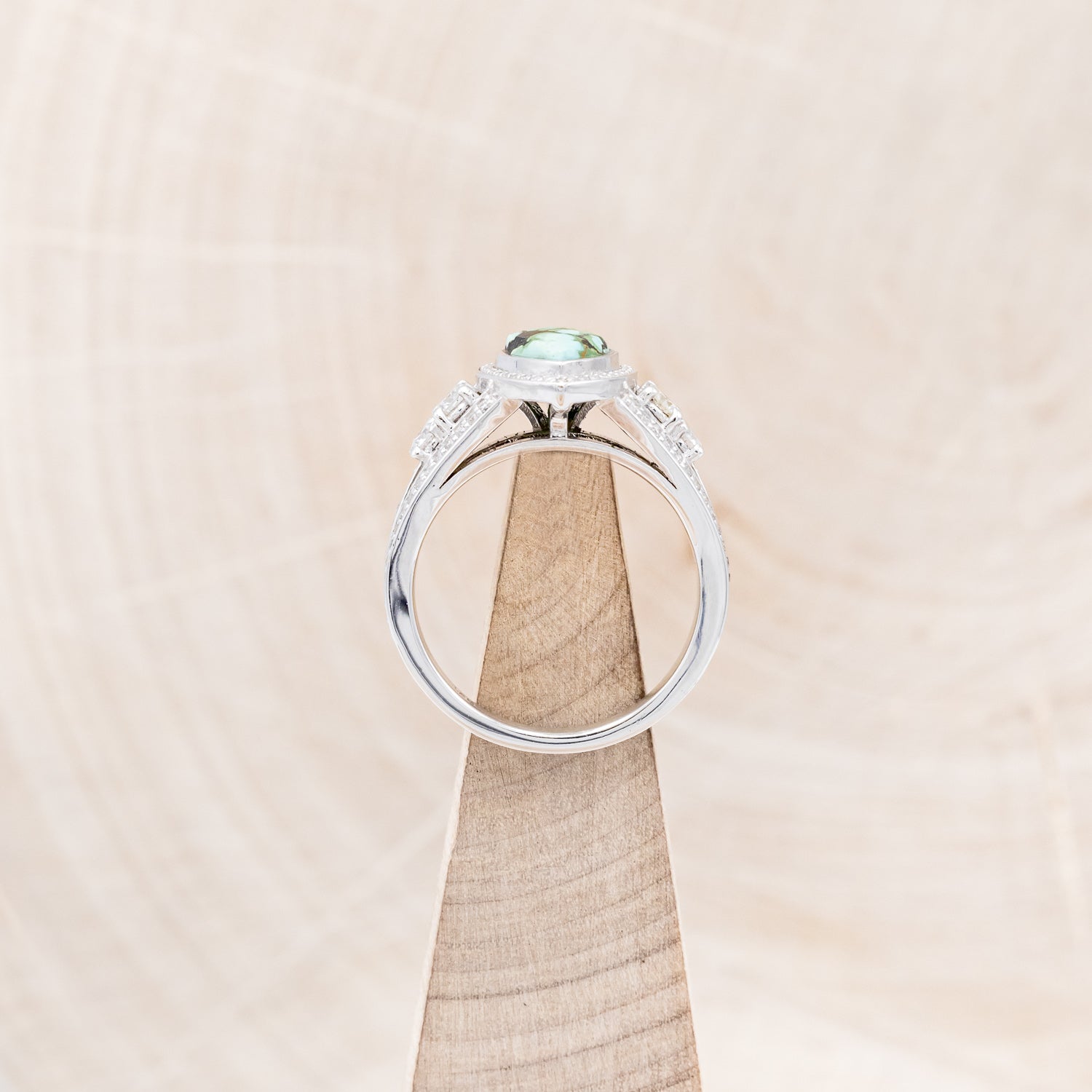 "SOFIA" - PEAR-SHAPED TURQUOISE ENGAGEMENT RING WITH DIAMOND HALO & ACCENTS-18