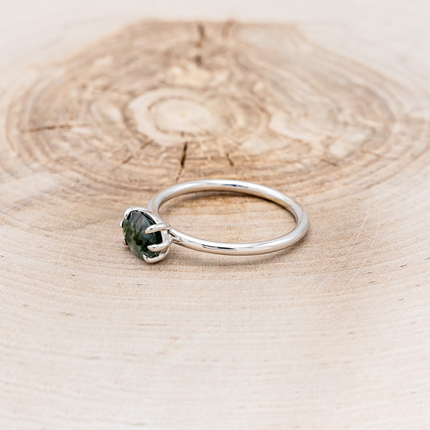OVAL MOSS AGATE SOLITAIRE ENGAGEMENT RING-3