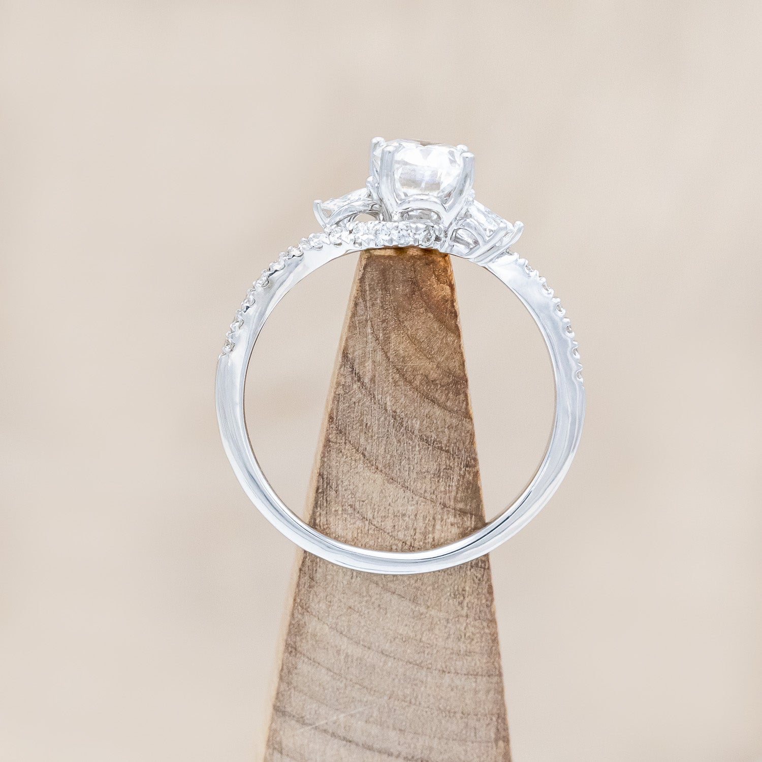 "SWAN" - OVAL MOISSANITE ENGAGEMENT RING WITH DIAMOND ACCENTS-Staghead Designs