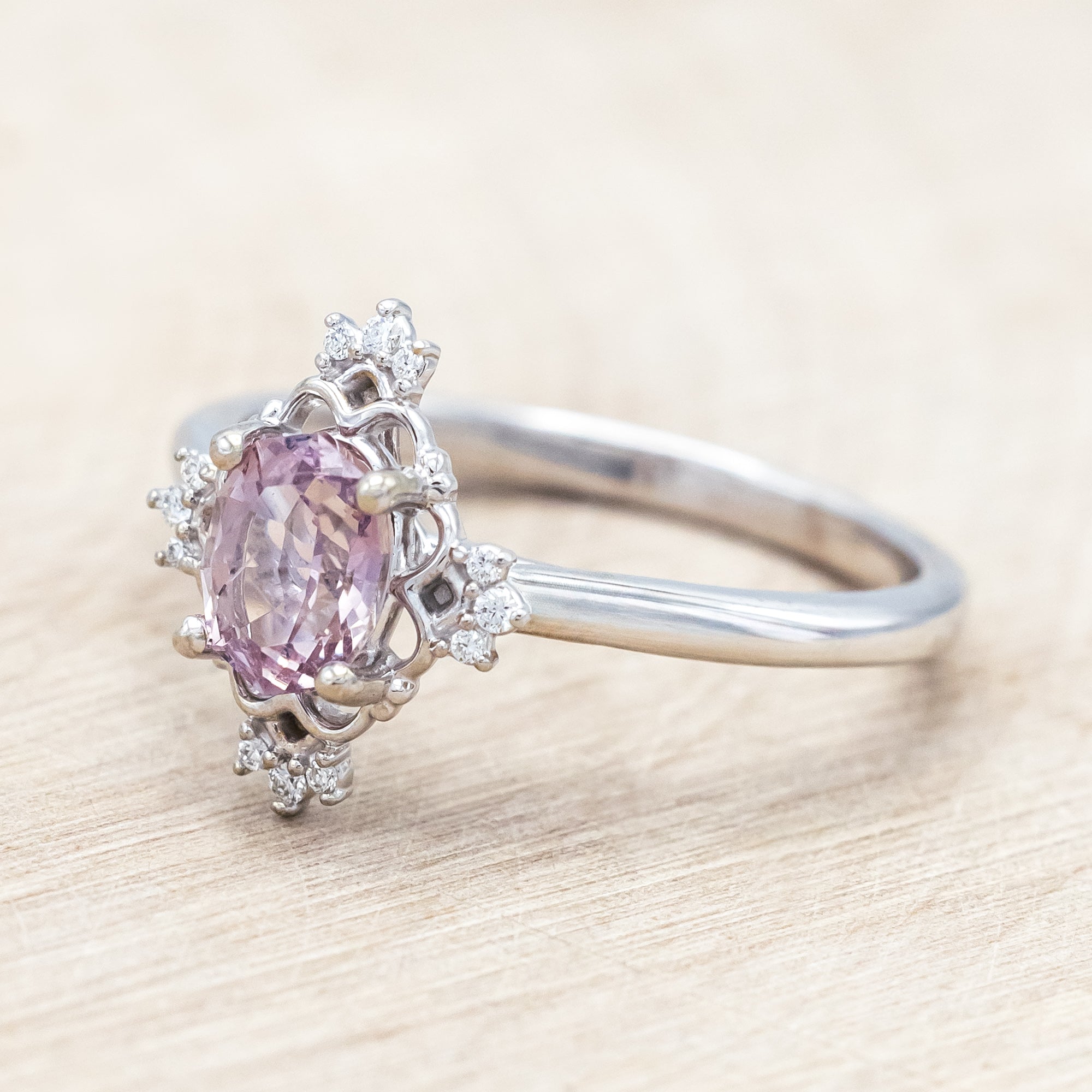 "TREVA" - ENGAGEMENT RING WITH DIAMOND ACCENTS - MOUNTING ONLY - SELECT YOUR OWN STONE-Staghead Designs