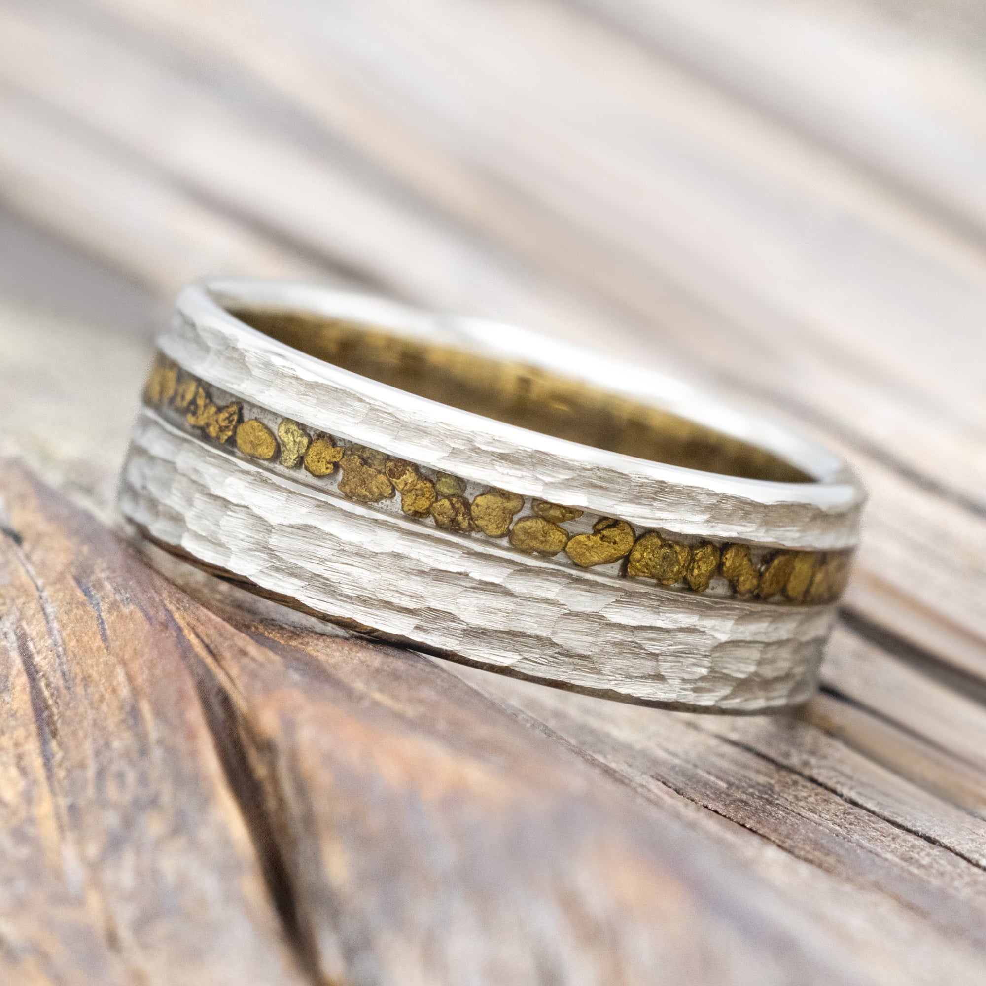 "VERTIGO" - GOLD NUGGET WEDDING RING-Staghead Designs
