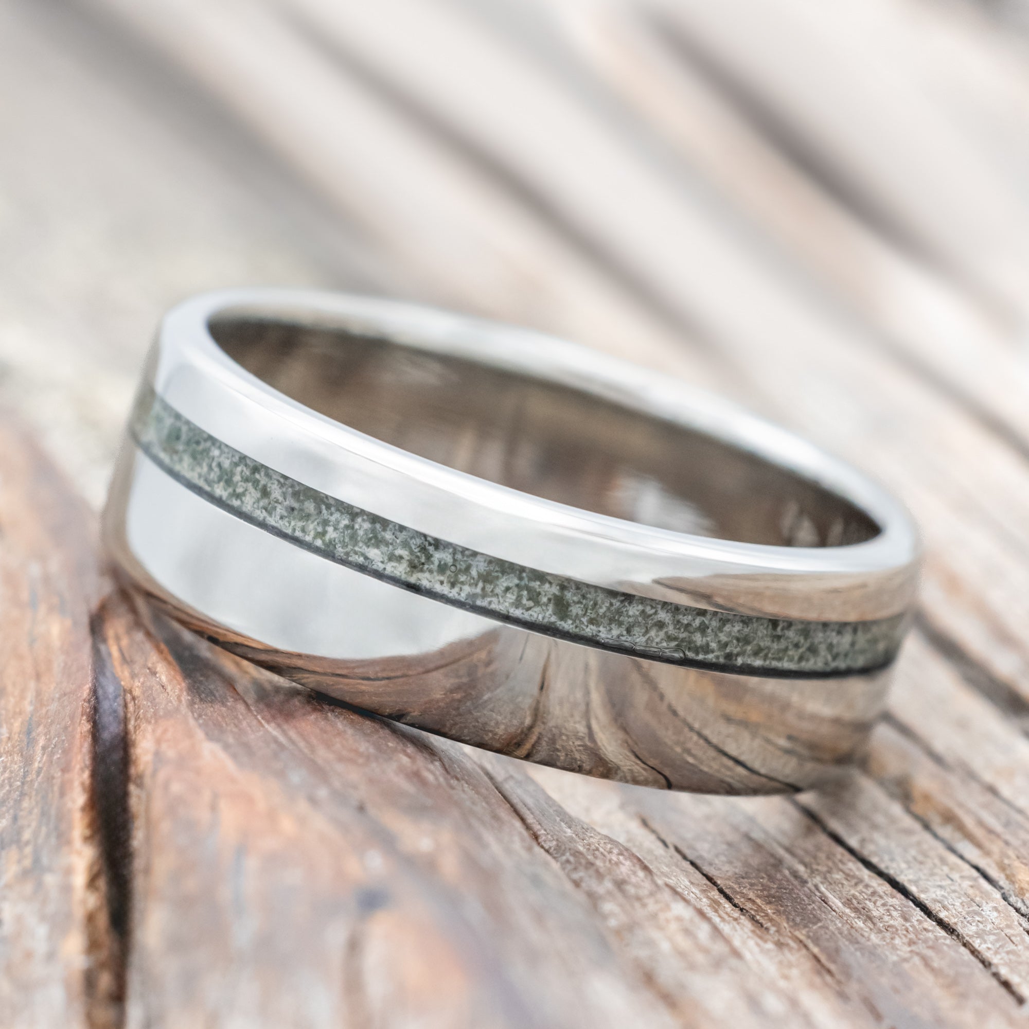 "VERTIGO" - MOSS AGATE WEDDING BAND-Staghead Designs