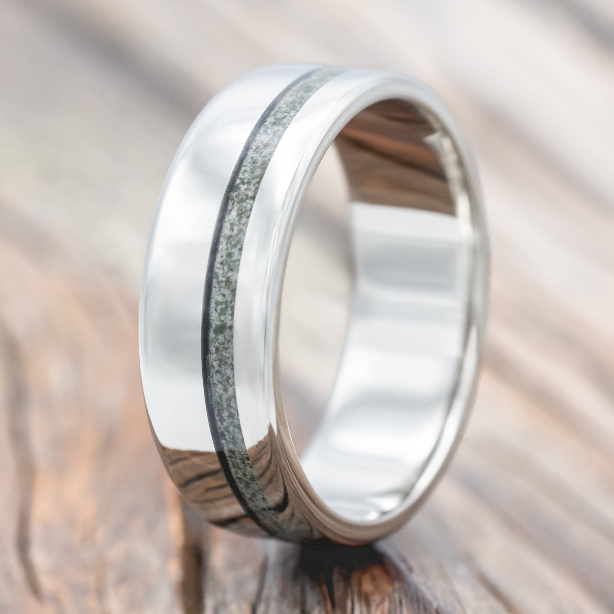 "VERTIGO" - MOSS AGATE WEDDING BAND-Staghead Designs