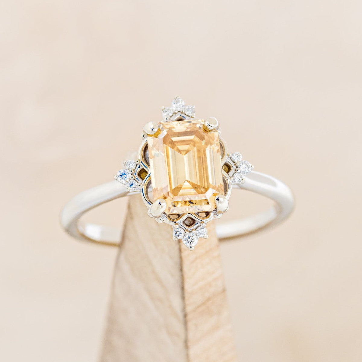 "TREVA" - EMERALD CUT ENGAGEMENT RING WITH DIAMOND ACCENTS-4