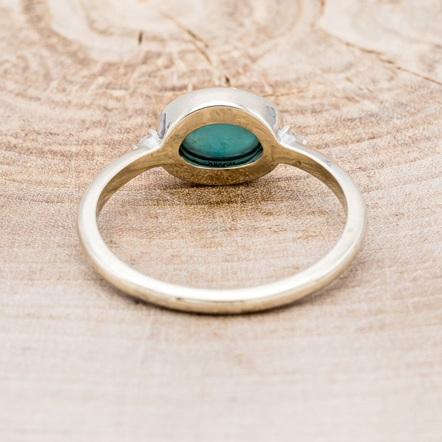 "SASI" - OVAL CABOCHON TURQUOISE ENGAGEMENT RING WITH DIAMOND ACCENTS-5