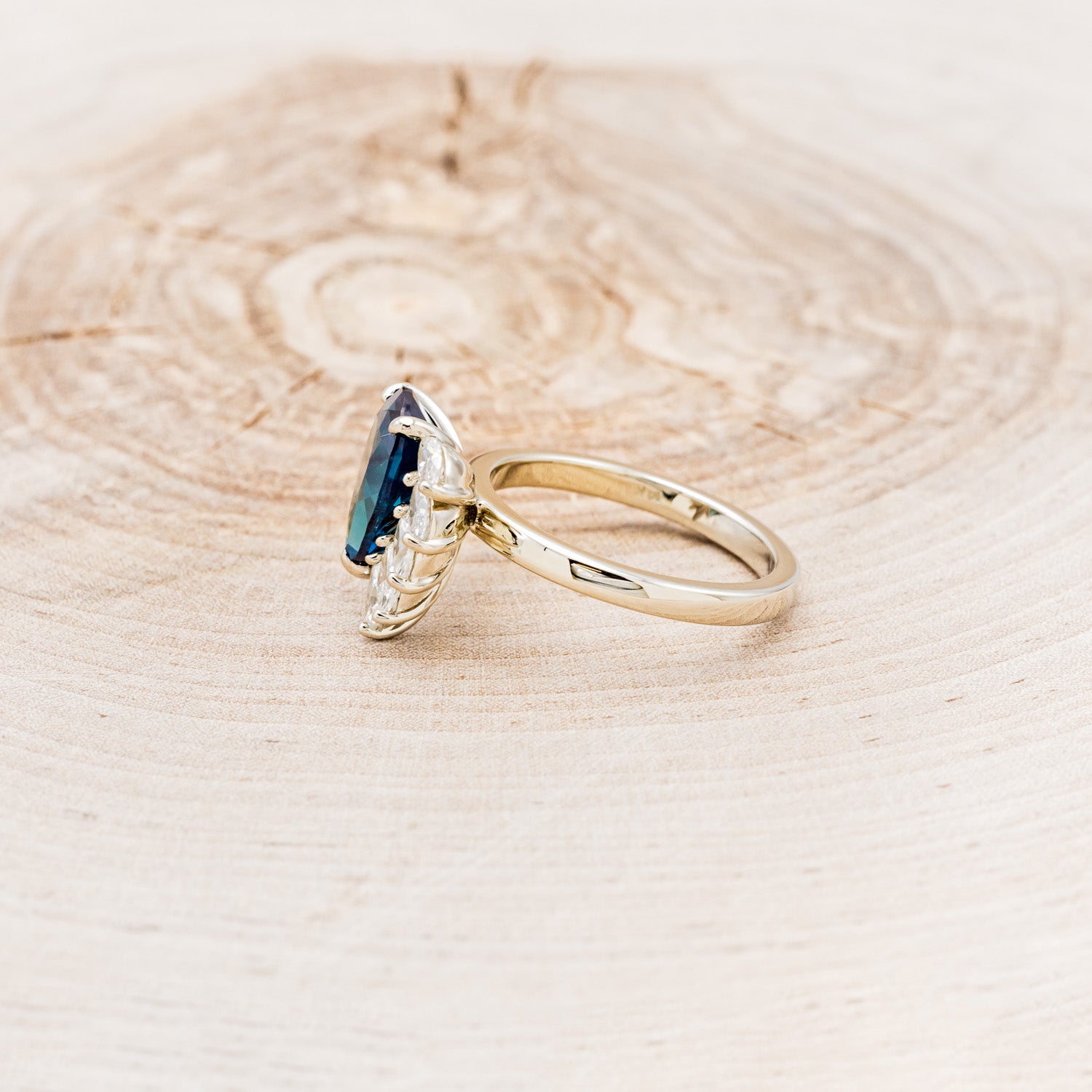 "AMBROSIA" - PEAR-SHAPED LAB-GROWN ALEXANDRITE ENGAGEMENT RING WITH MOISSANITE ACCENTS-3