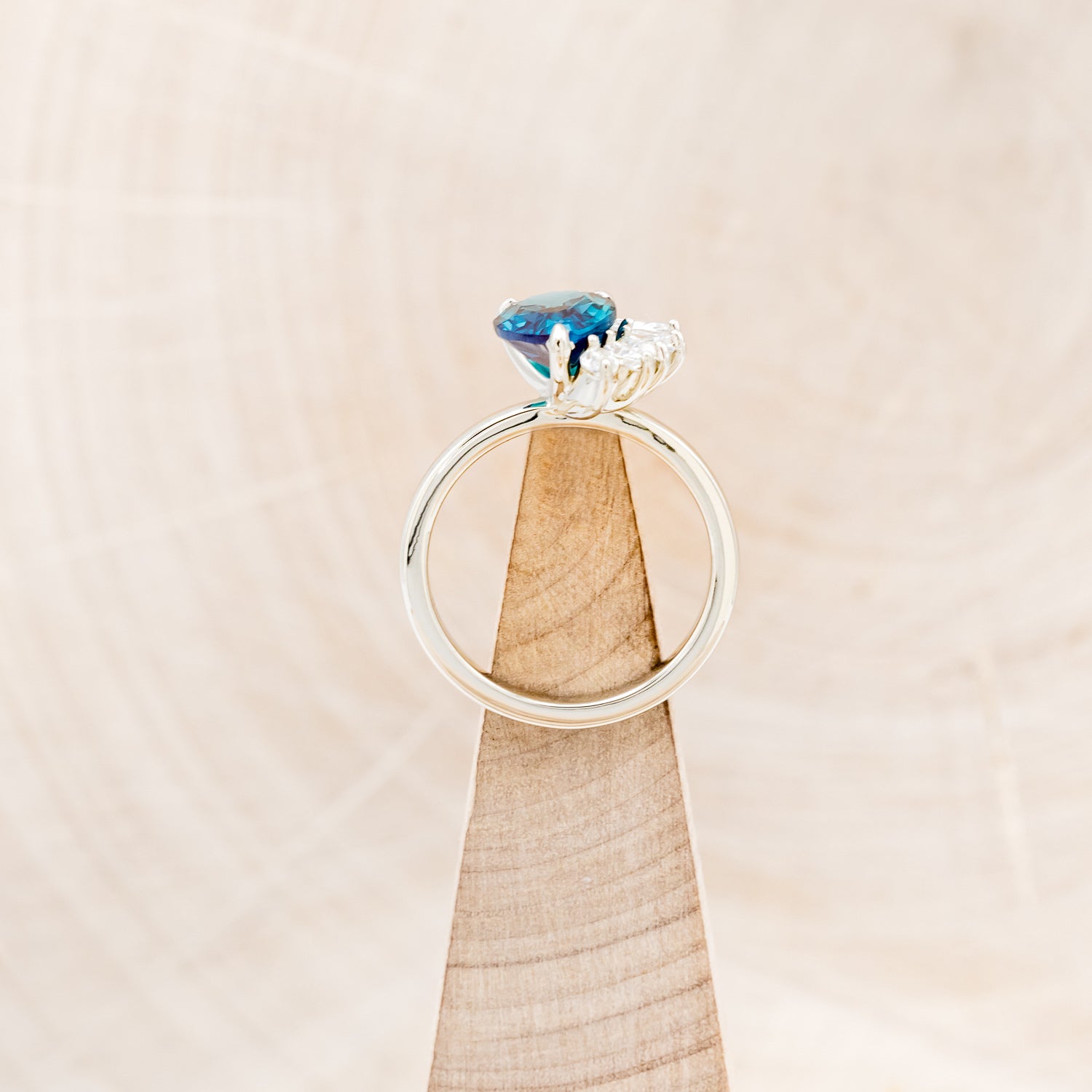 "AMBROSIA" - PEAR-SHAPED LAB-GROWN ALEXANDRITE ENGAGEMENT RING WITH MOISSANITE ACCENTS-6