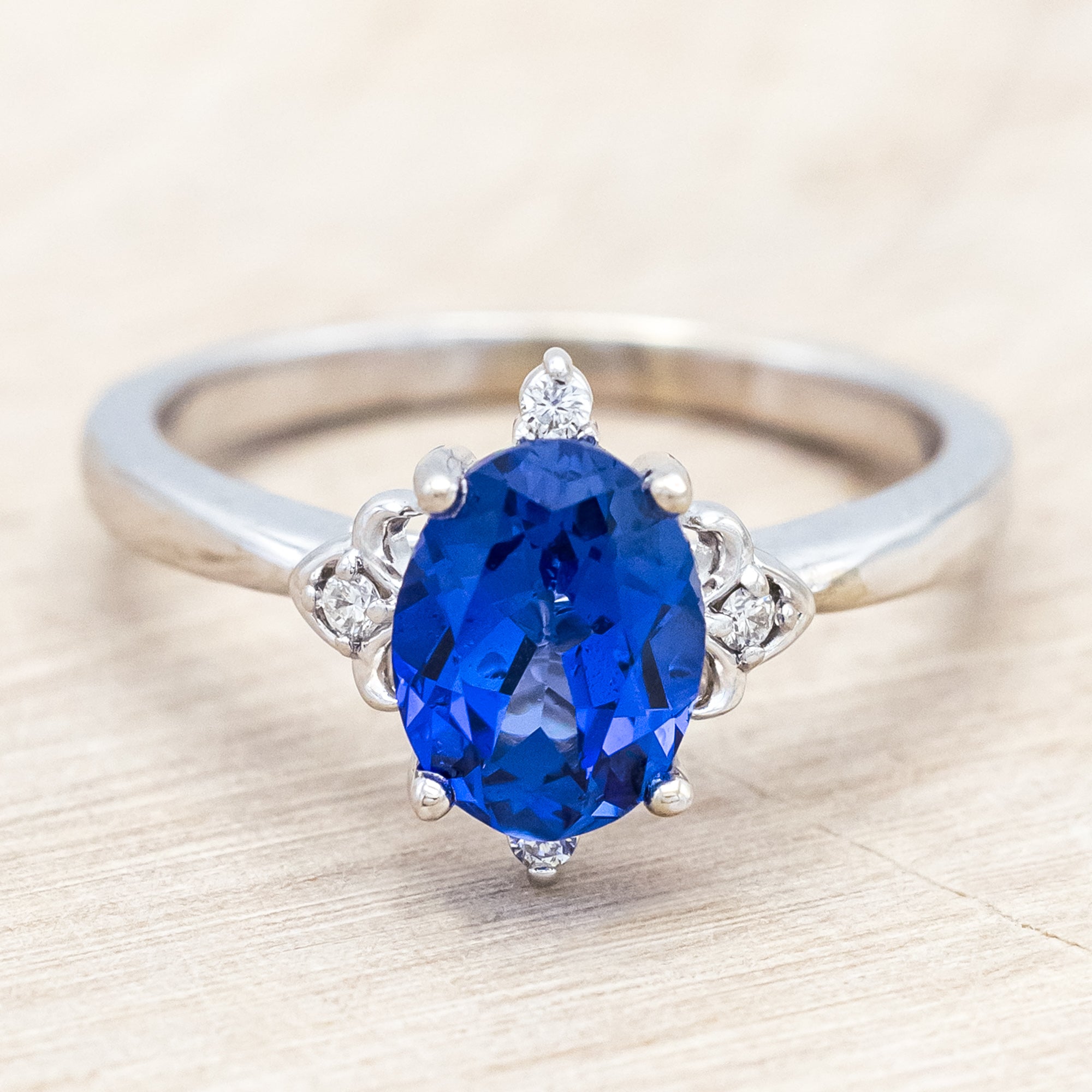 "ZELLA" - OVAL CUT ENGAGEMENT RING WITH DIAMOND ACCENTS-Staghead Designs