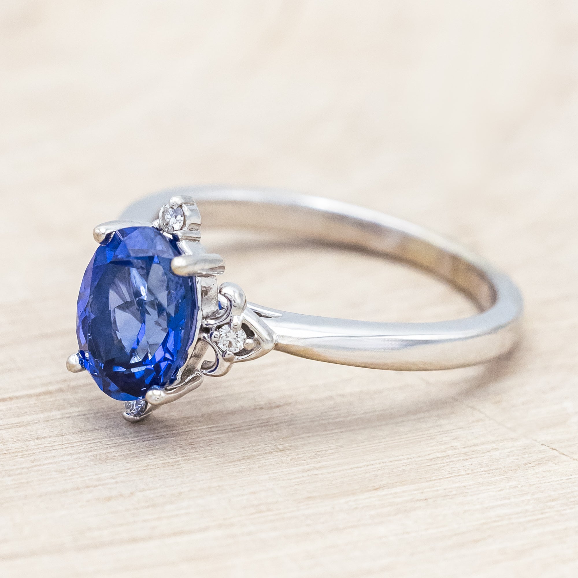 "ZELLA" - OVAL CUT ENGAGEMENT RING WITH DIAMOND ACCENTS-Staghead Designs