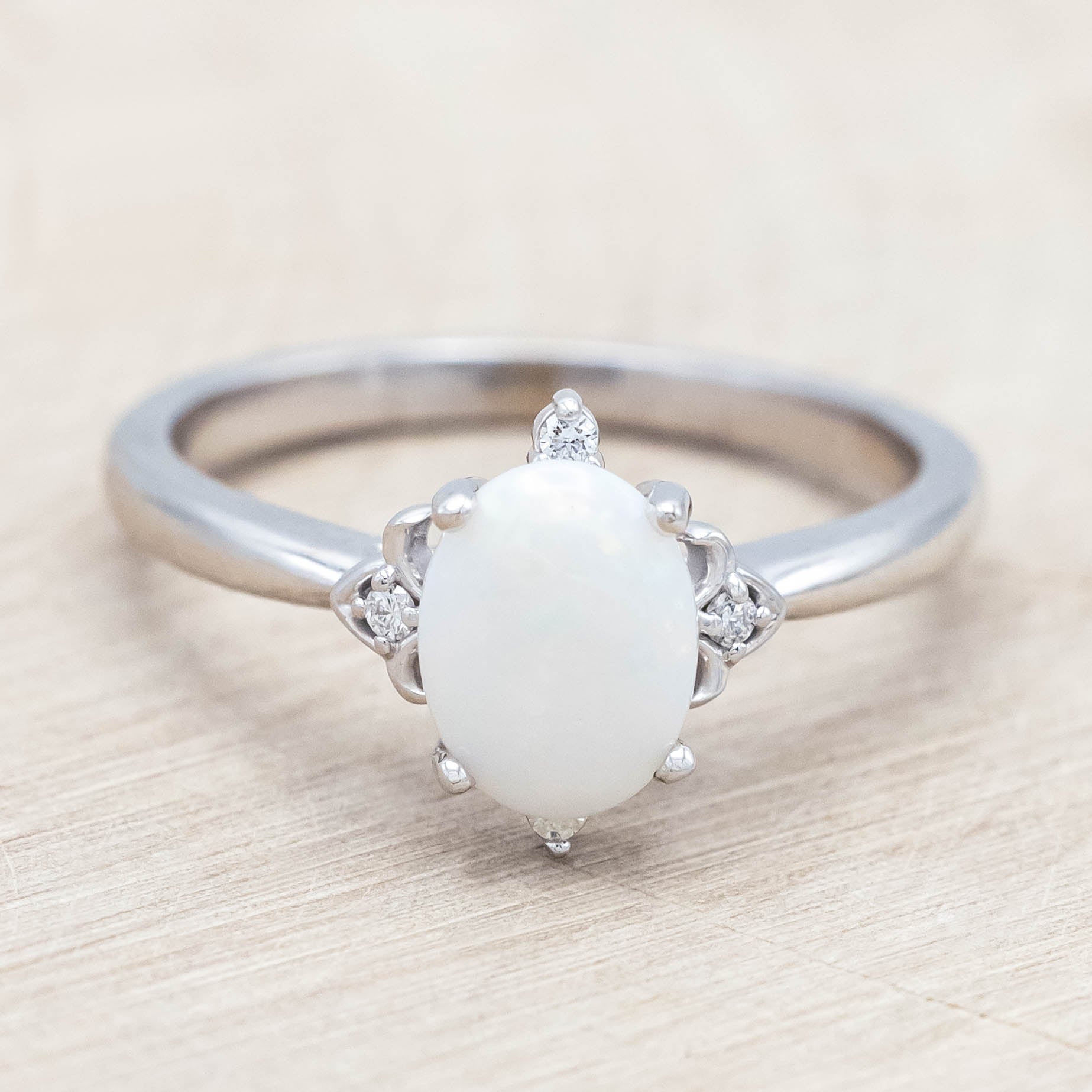 "ZELLA" - OVAL CUT ENGAGEMENT RING WITH DIAMOND ACCENTS-Staghead Designs