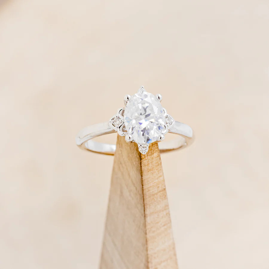 "ZELLA" - OVAL CUT ENGAGEMENT RING WITH DIAMOND ACCENTS-Staghead Designs
