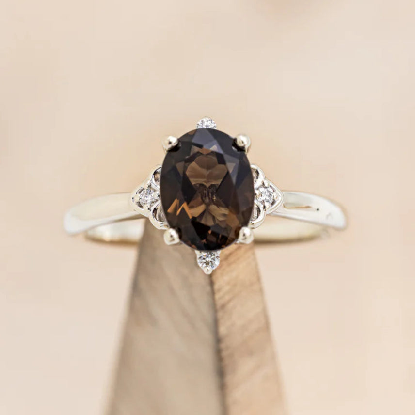 "ZELLA" - OVAL CUT ENGAGEMENT RING WITH DIAMOND ACCENTS-Staghead Designs