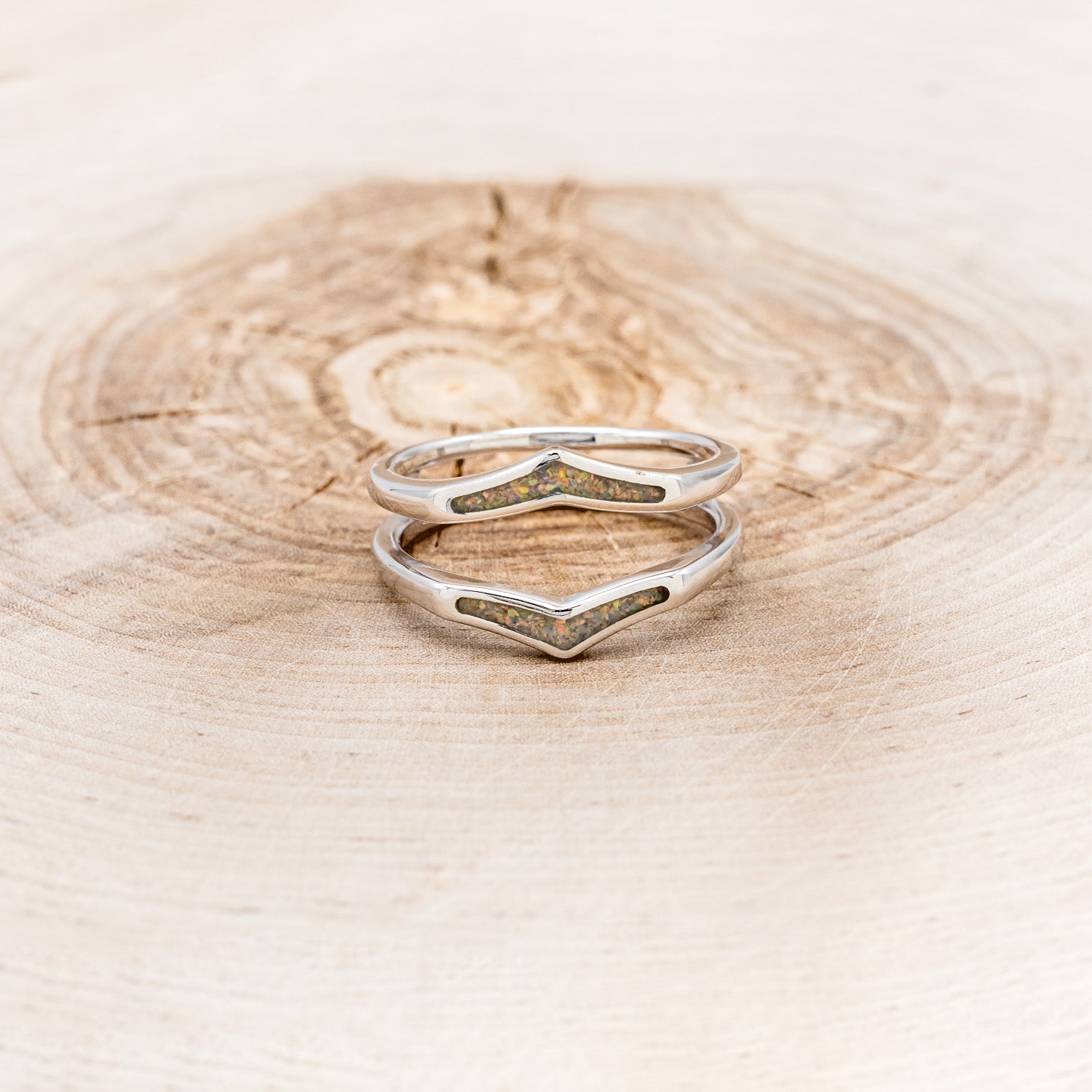 "ZUNI" - FIRE & ICE OPAL INLAY RING GUARD-4