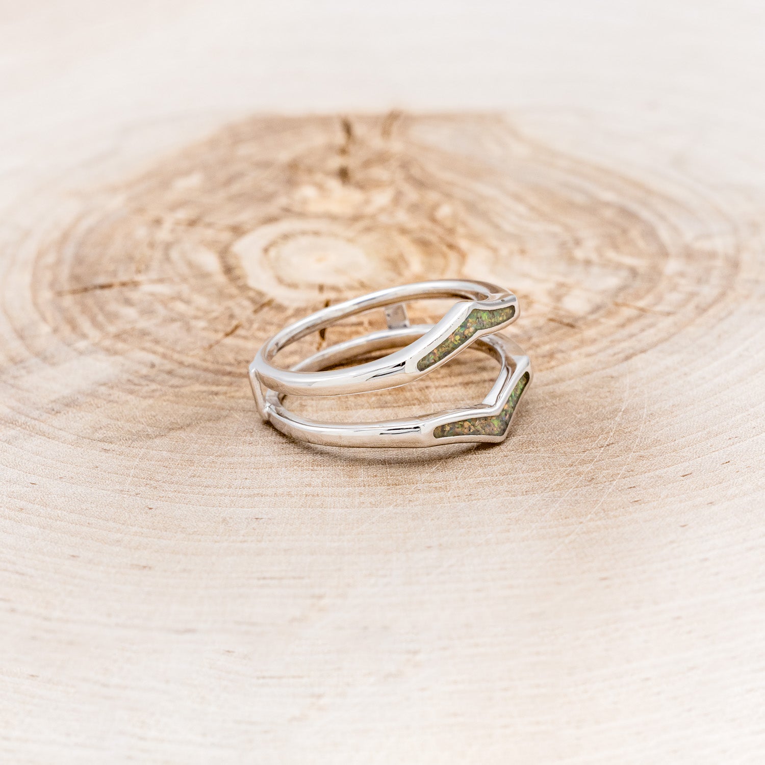 "ZUNI" - FIRE & ICE OPAL INLAY RING GUARD-2