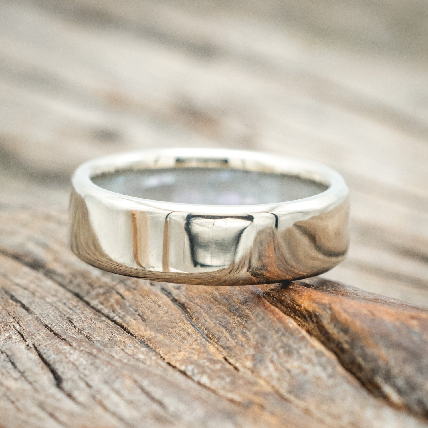 MOTHER OF PEARL LINED WEDDING RING-Staghead Designs