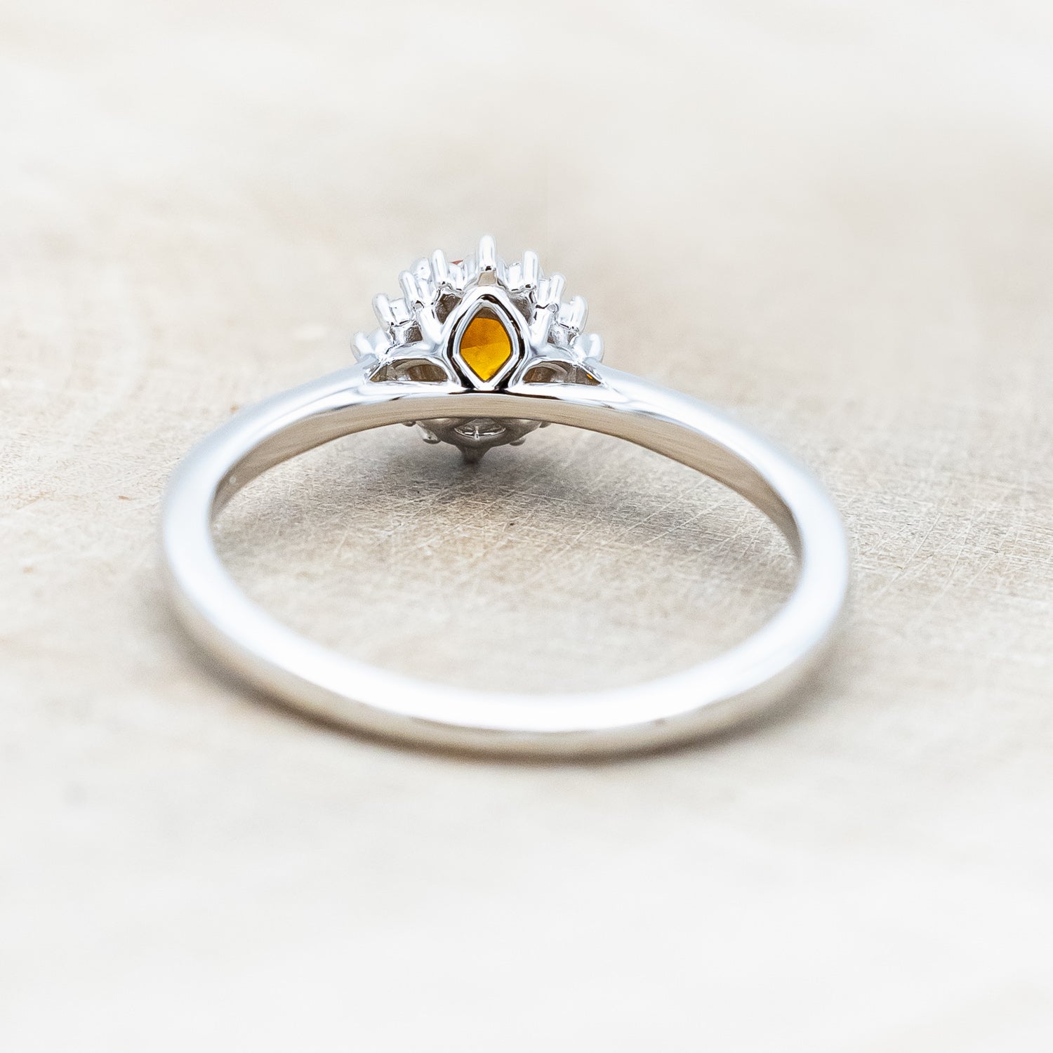 "MYALL" - ROUND CUT CITRINE ENGAGEMENT RING WITH DIAMOND HALO-Staghead Designs
