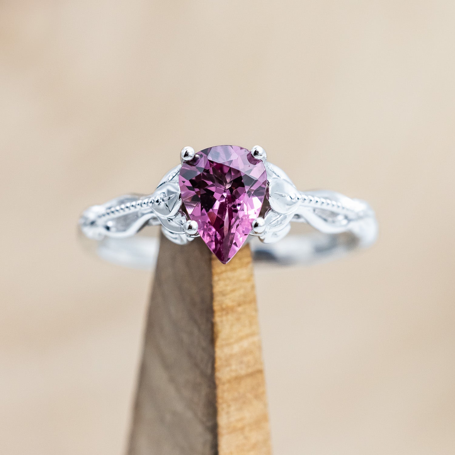 "ROSEMARY" - SOLITAIRE ENGAGEMENT RING WITH FLORAL-STYLE BAND - MOUNTING ONLY - SELECT YOUR OWN STONE-Staghead Designs