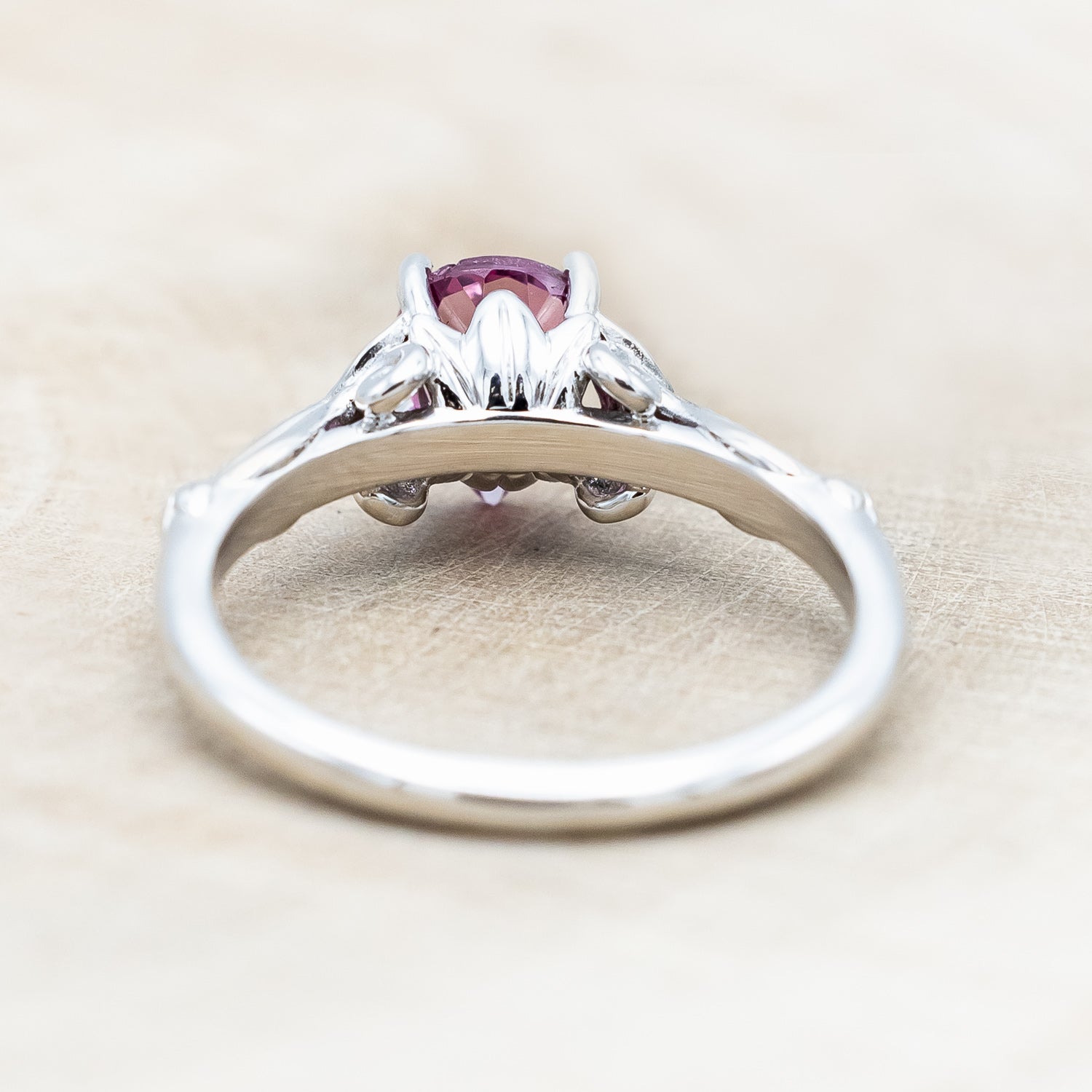 "ROSEMARY" - SOLITAIRE ENGAGEMENT RING WITH FLORAL-STYLE BAND - MOUNTING ONLY - SELECT YOUR OWN STONE-Staghead Designs