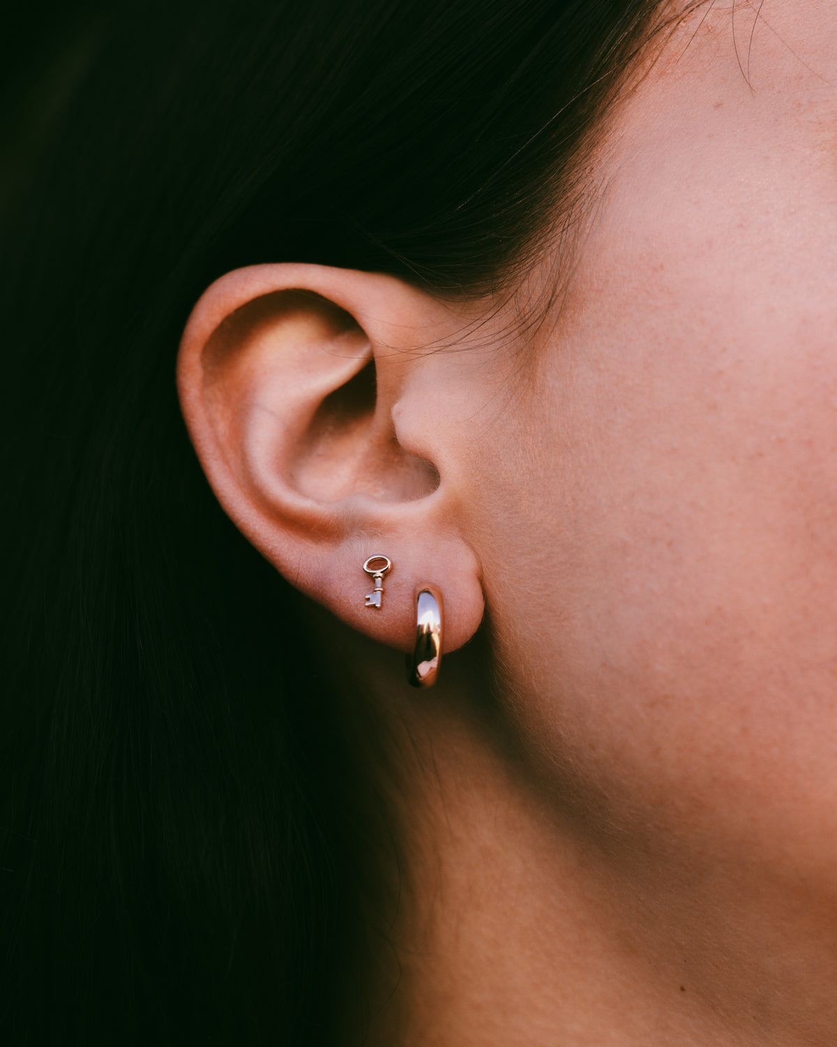 14K GOLD PETITE KEY EARRINGS-5