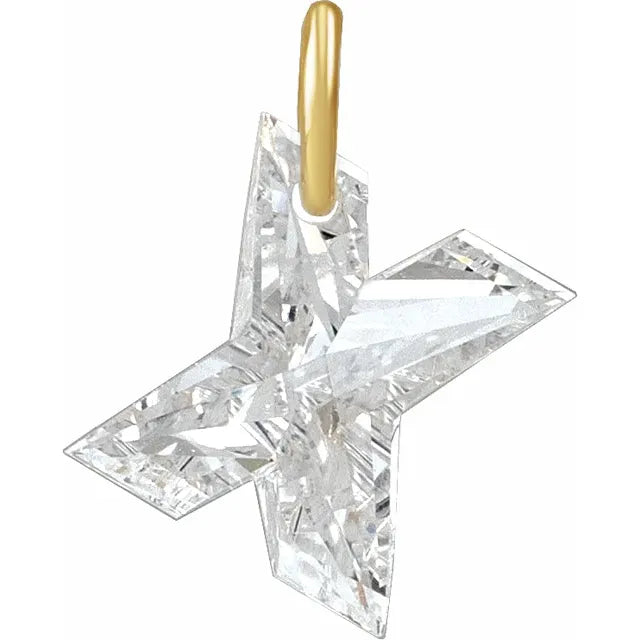 Diamond pendant shaped like the letter 'X' on a white background