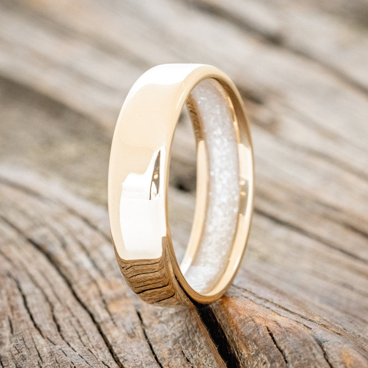 MATCHING SET OF DIAMOND DUST LINED WEDDING BANDS-Staghead Designs