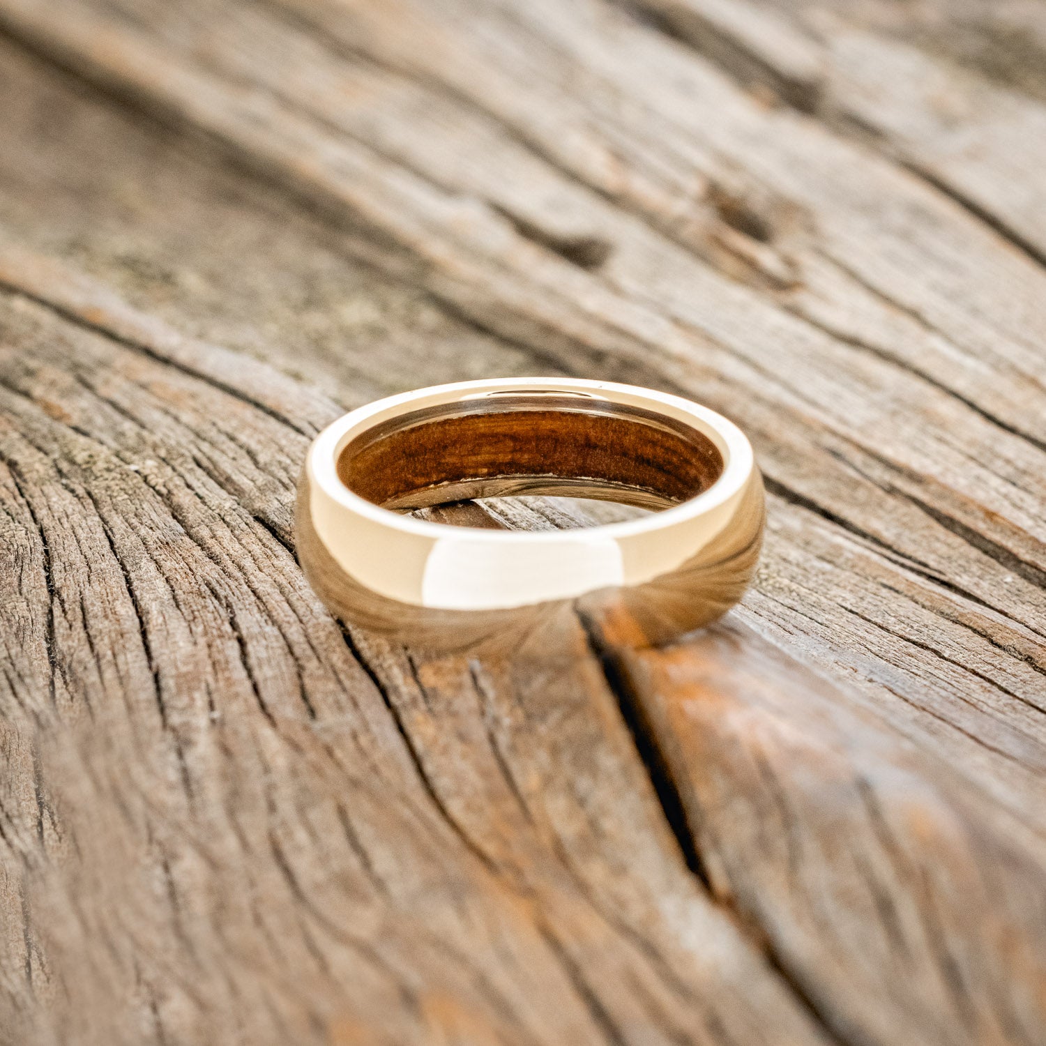 DOMED IRONWOOD LINED WEDDING RING-6