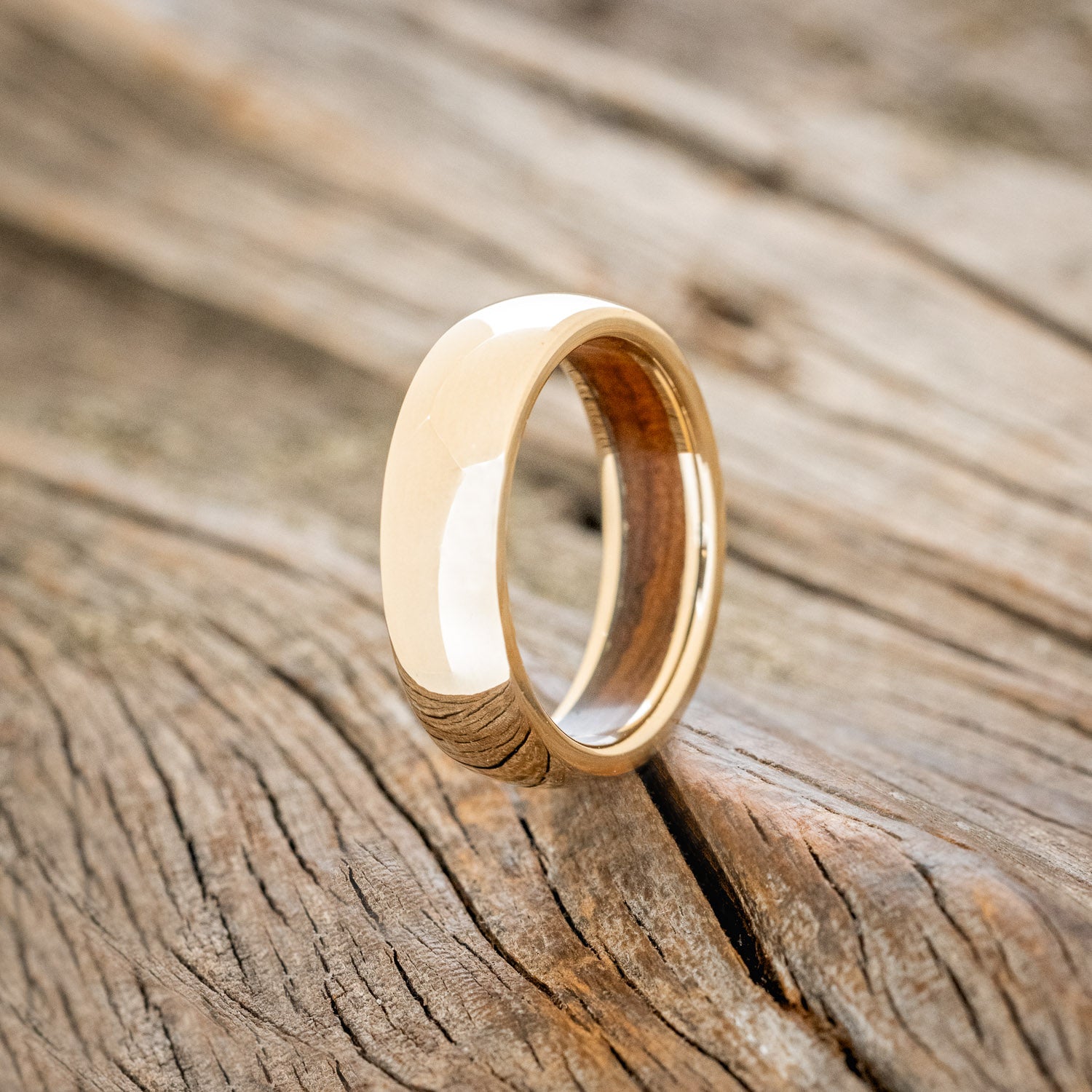 DOMED IRONWOOD LINED WEDDING RING-4