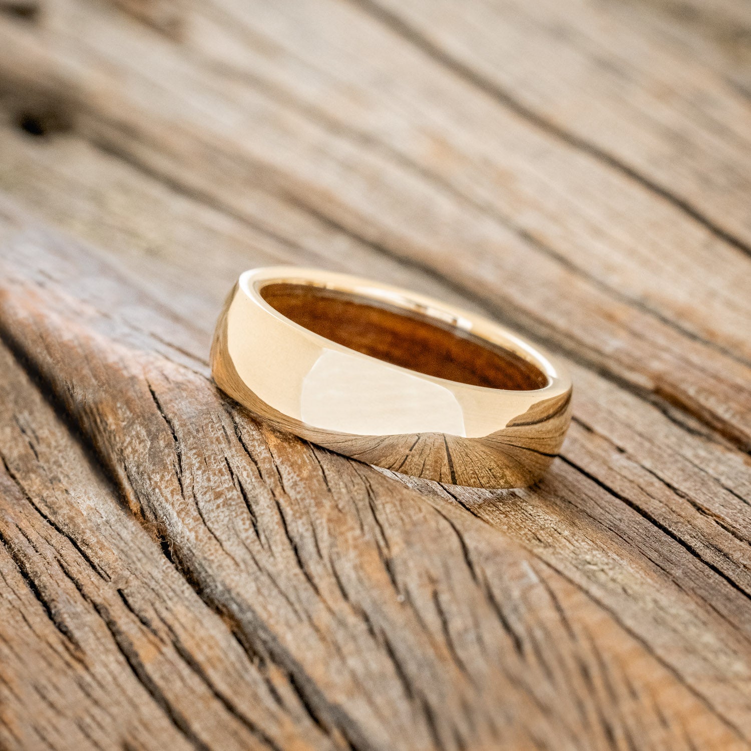 DOMED IRONWOOD LINED WEDDING RING-5