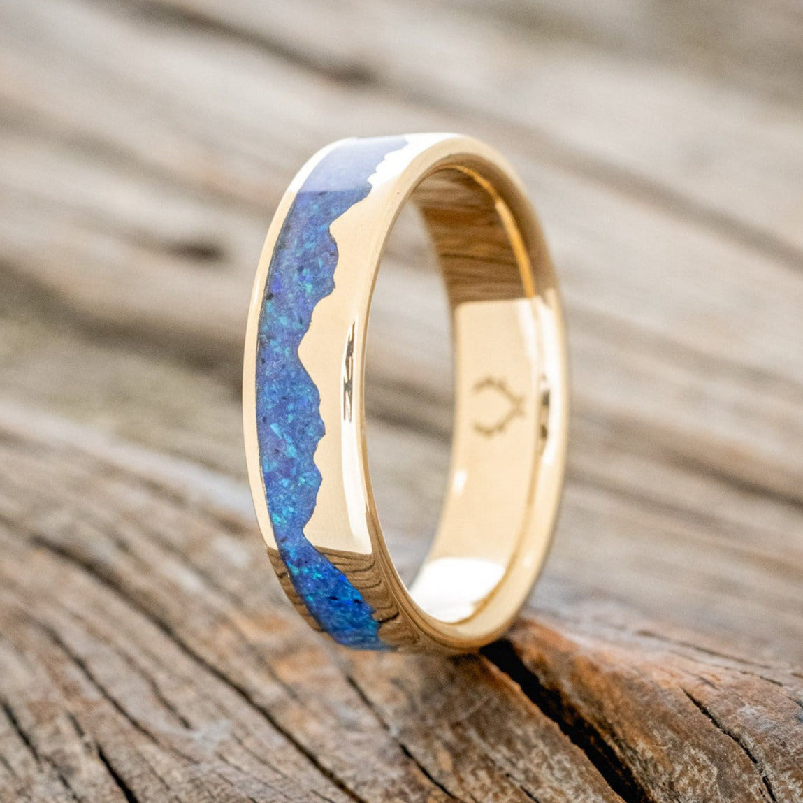 "HELIOS" - BLUE OPAL MOUNTAIN RANGE WEDDING BAND-2