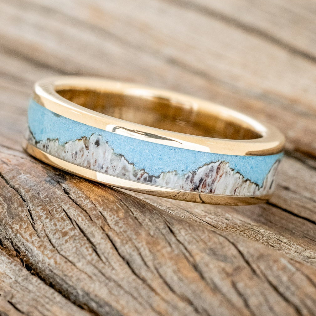 "HELIOS" - TURQUOISE & ANTLER WEDDING BAND-5