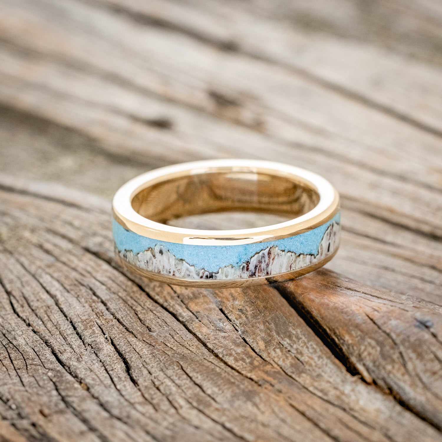 "HELIOS" - TURQUOISE & ANTLER WEDDING BAND-6