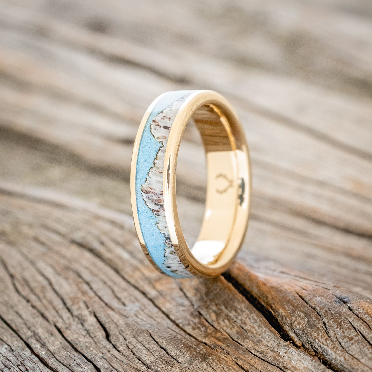 "HELIOS" - TURQUOISE & ANTLER WEDDING BAND-4