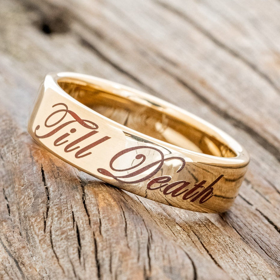 "TILL DEATH" - GLOWING ENGRAVED WEDDING RING-2