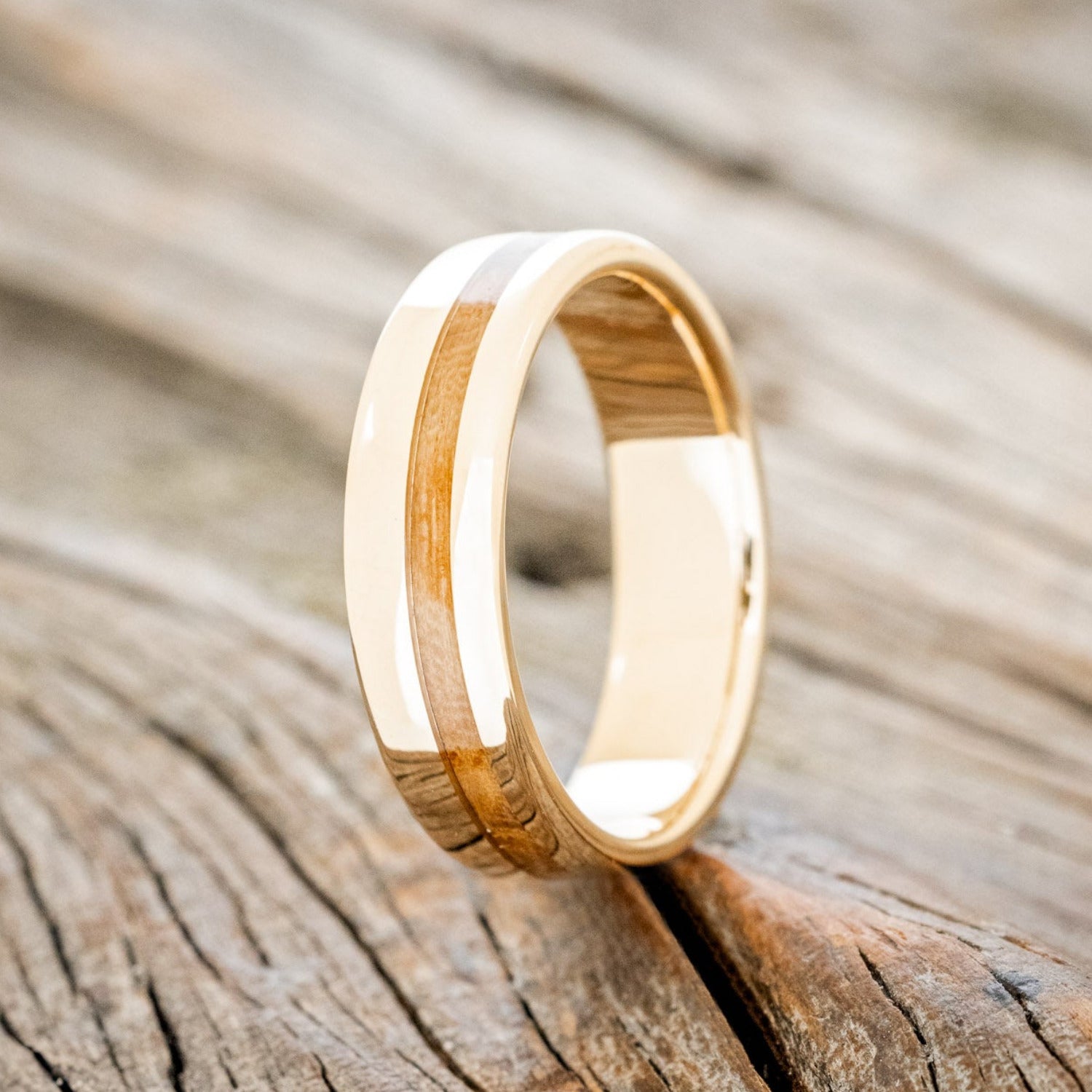 "VERTIGO" - WHISKEY BARREL OAK WEDDING BAND-16
